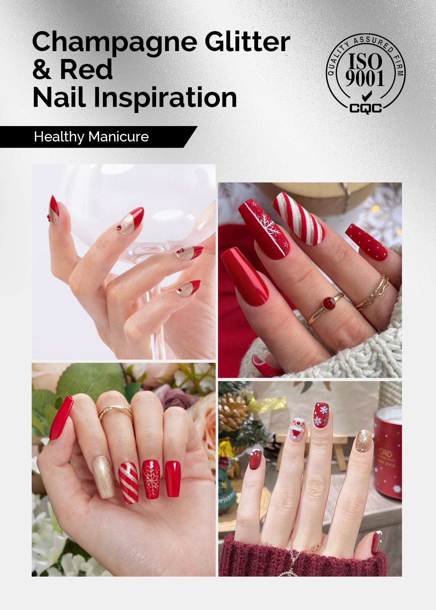 TPO-Free Thick Gel Nail Polish Gold and Red - 2 Pack 15ml - 图片2