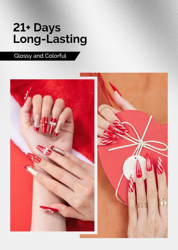 TPO-Free Thick Gel Nail Polish Gold and Red - 2 Pack 15ml