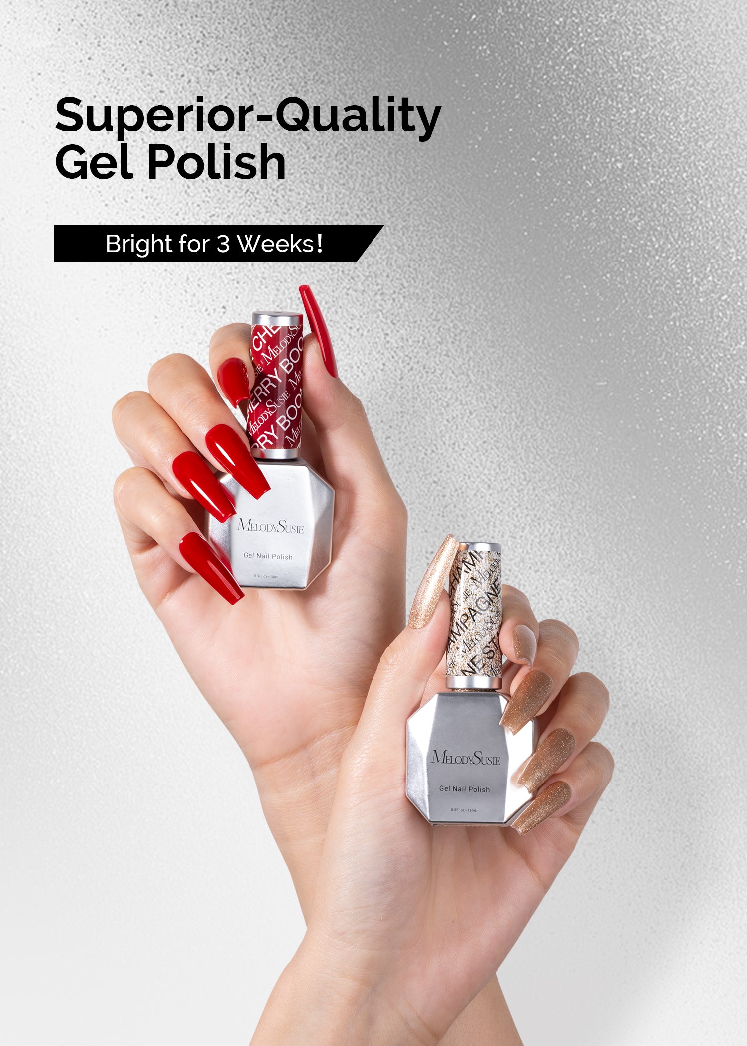 TPO-Free Thick Gel Nail Polish Gold and Red - 2 Pack 15ml - 图片7