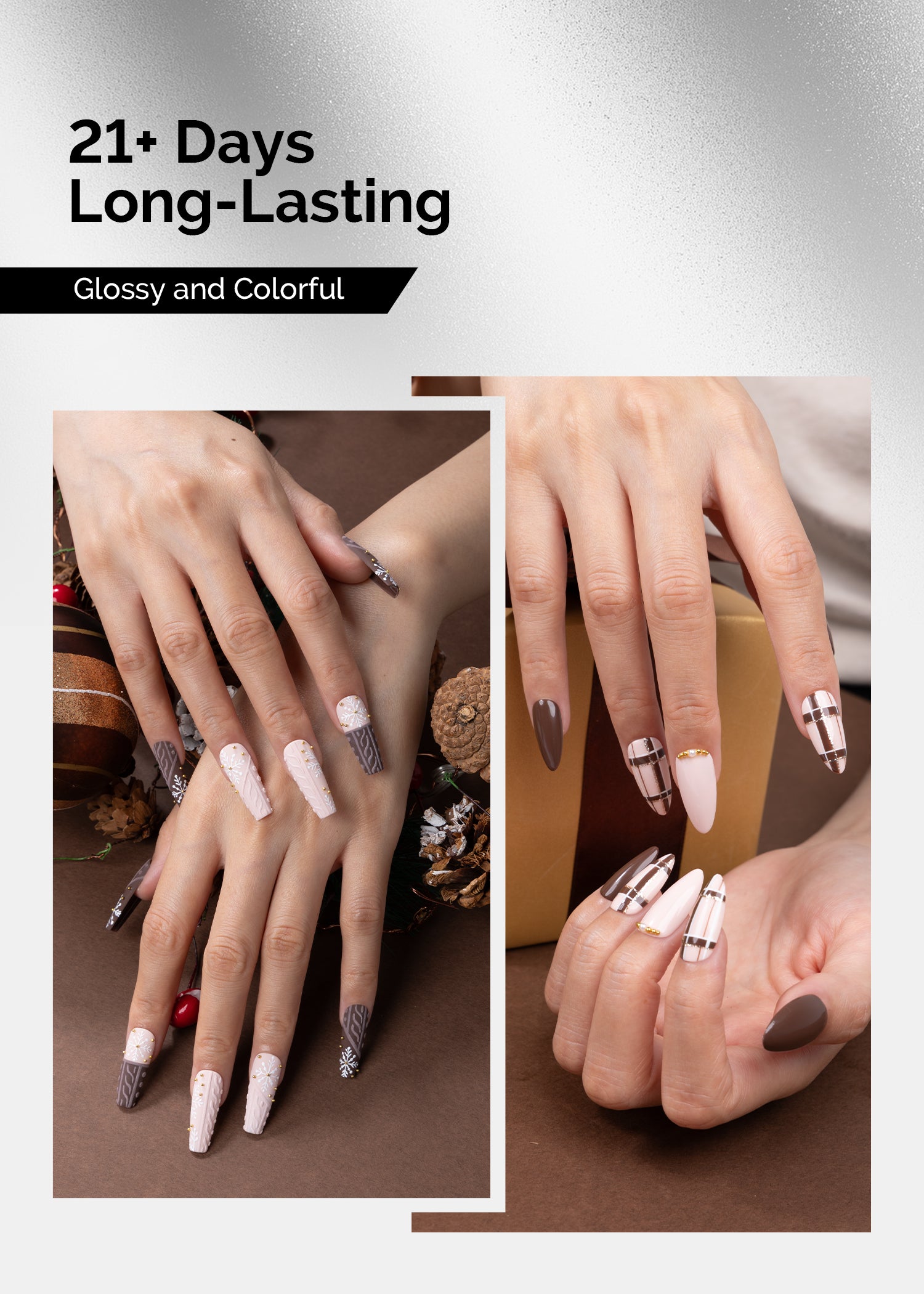 TPO-Free Thick Gel Nail Polish Nude Pink and Brown 2 Pack 15ml - 图片3