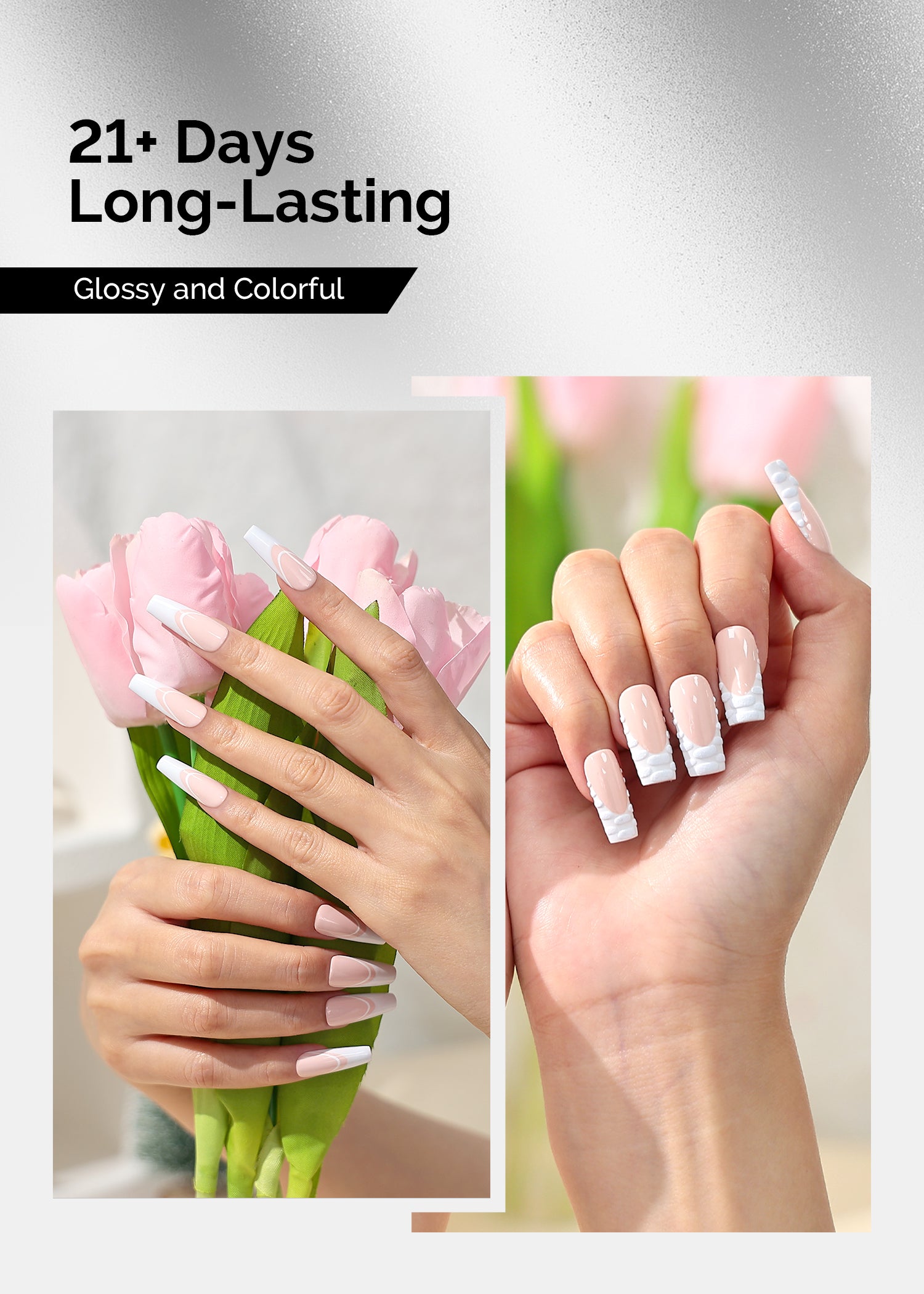 TPO-Free Thick Gel Nail Polish Nude Pink and White 2 Pack 15ml - 图片3