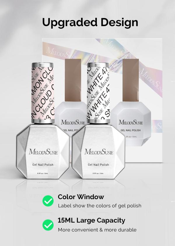 TPO-Free Thick Gel Nail Polish Nude Pink and White 2 Pack 15ml