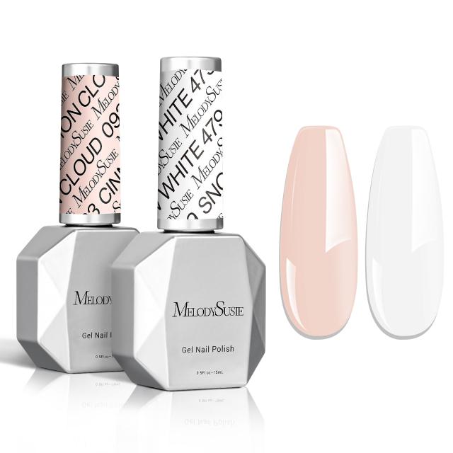 TPO-Free Thick Gel Nail Polish Nude Pink and White 2 Pack 15ml