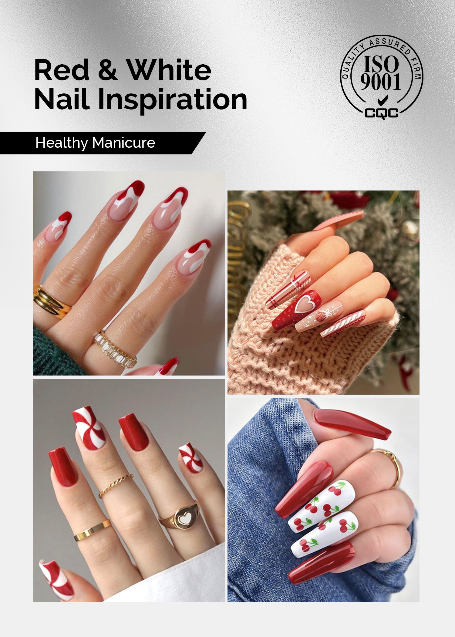 TPO-Free Thick Gel Nail Polish Red and White 2 Pack 15ml - 图片2