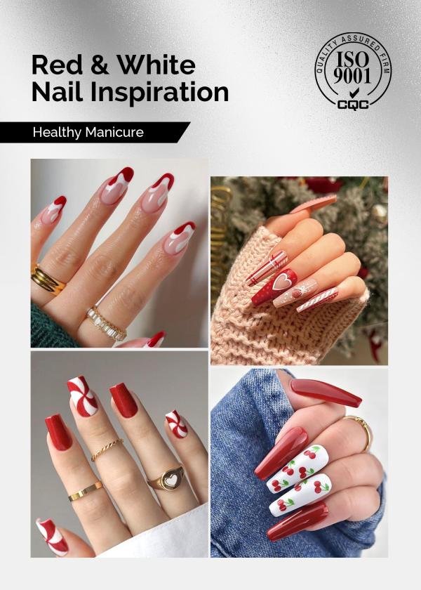 TPO-Free Thick Gel Nail Polish Red and White 2 Pack 15ml