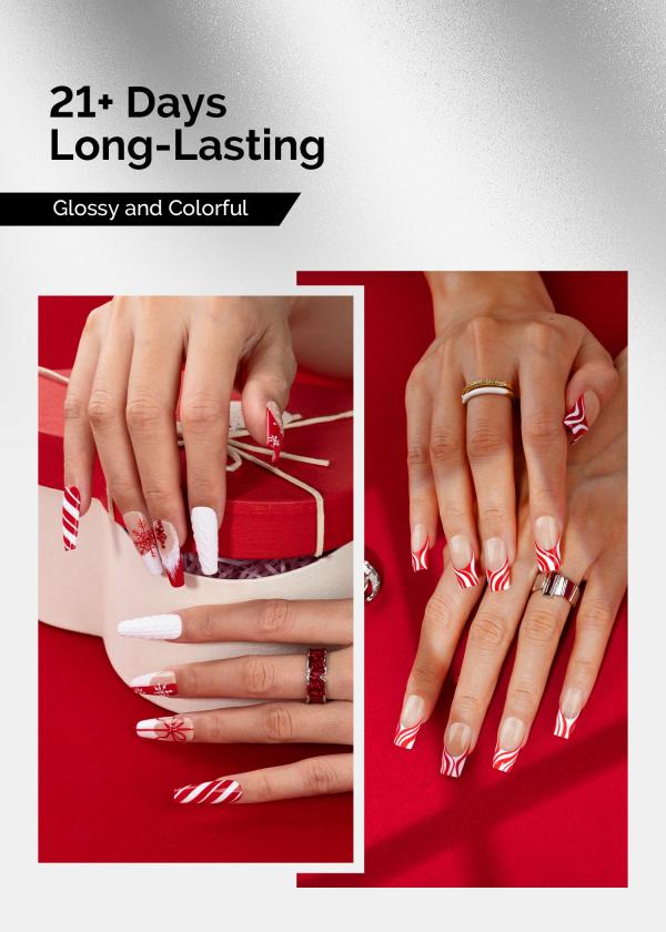 TPO-Free Thick Gel Nail Polish Red and White 2 Pack 15ml