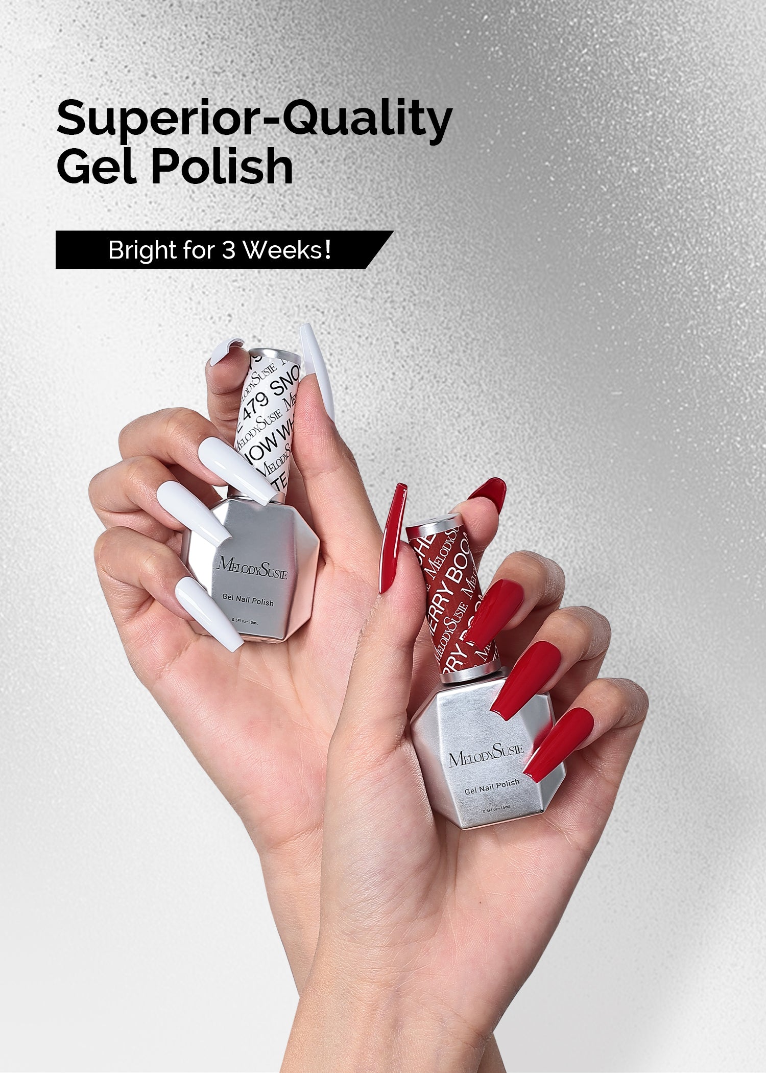 TPO-Free Thick Gel Nail Polish Red and White 2 Pack 15ml - 图片7