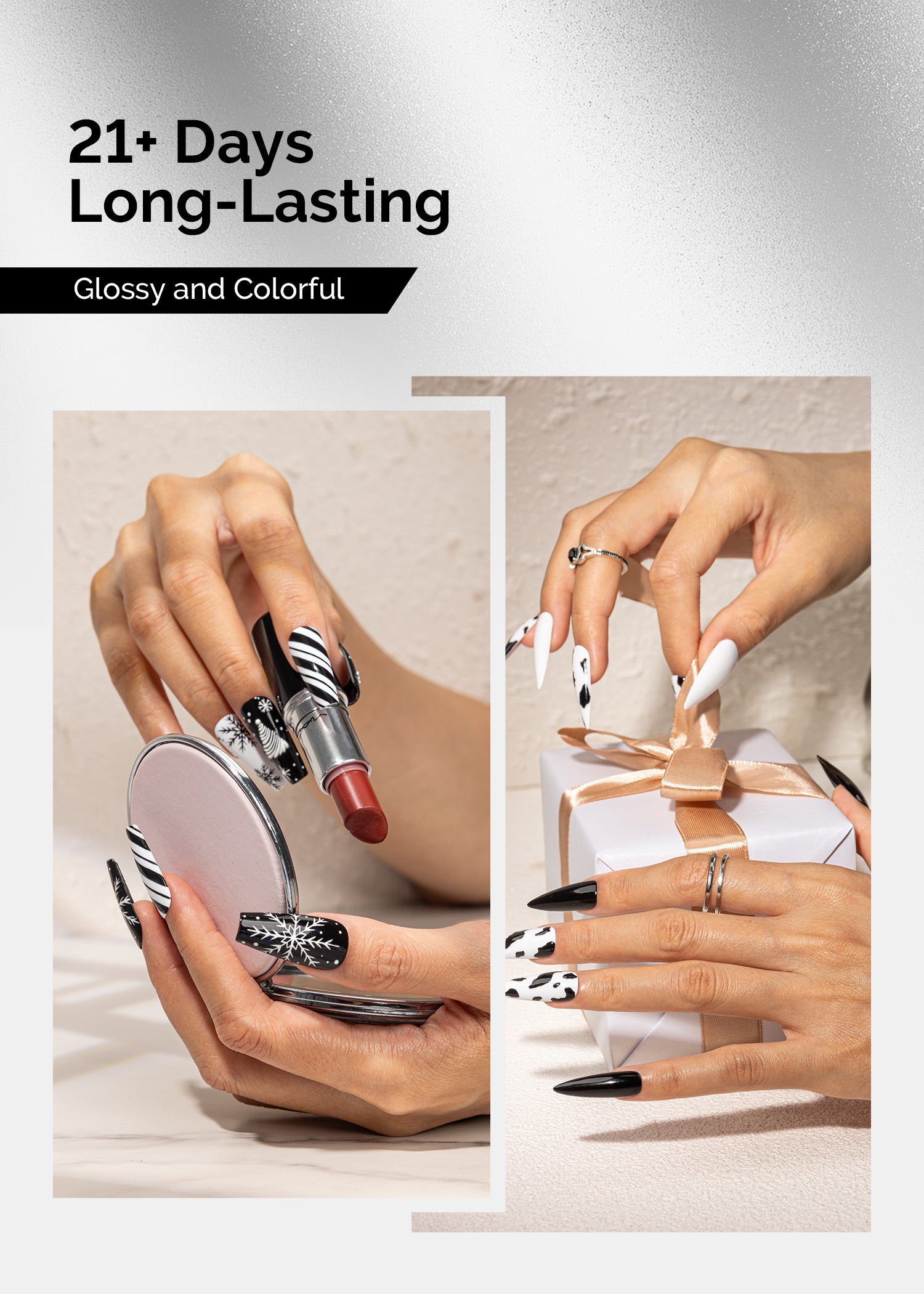 TPO-Free Thick Gel Nail Polish White and Black 2 Pack 15ml - 图片3