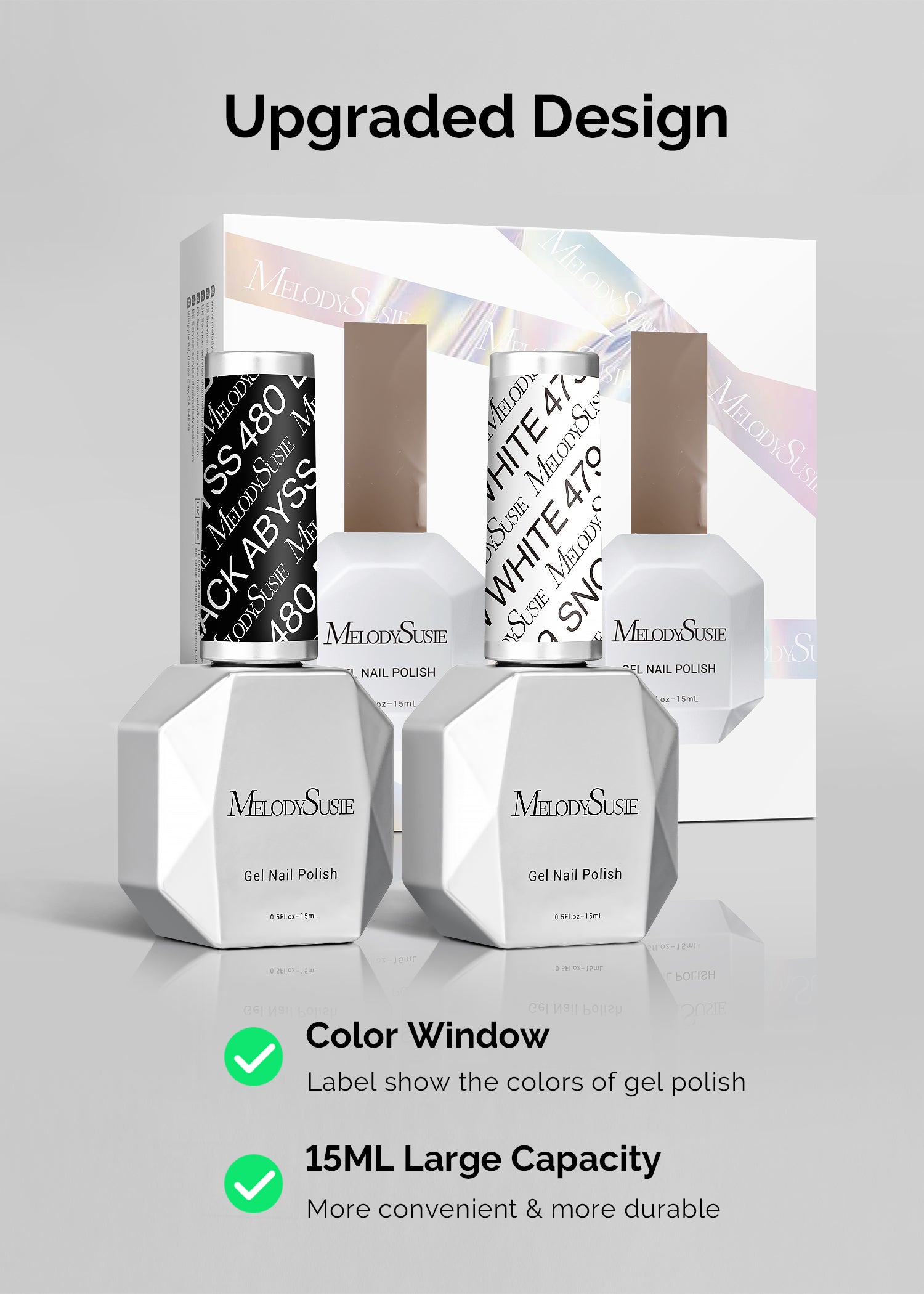 TPO-Free Thick Gel Nail Polish White and Black 2 Pack 15ml - 图片5