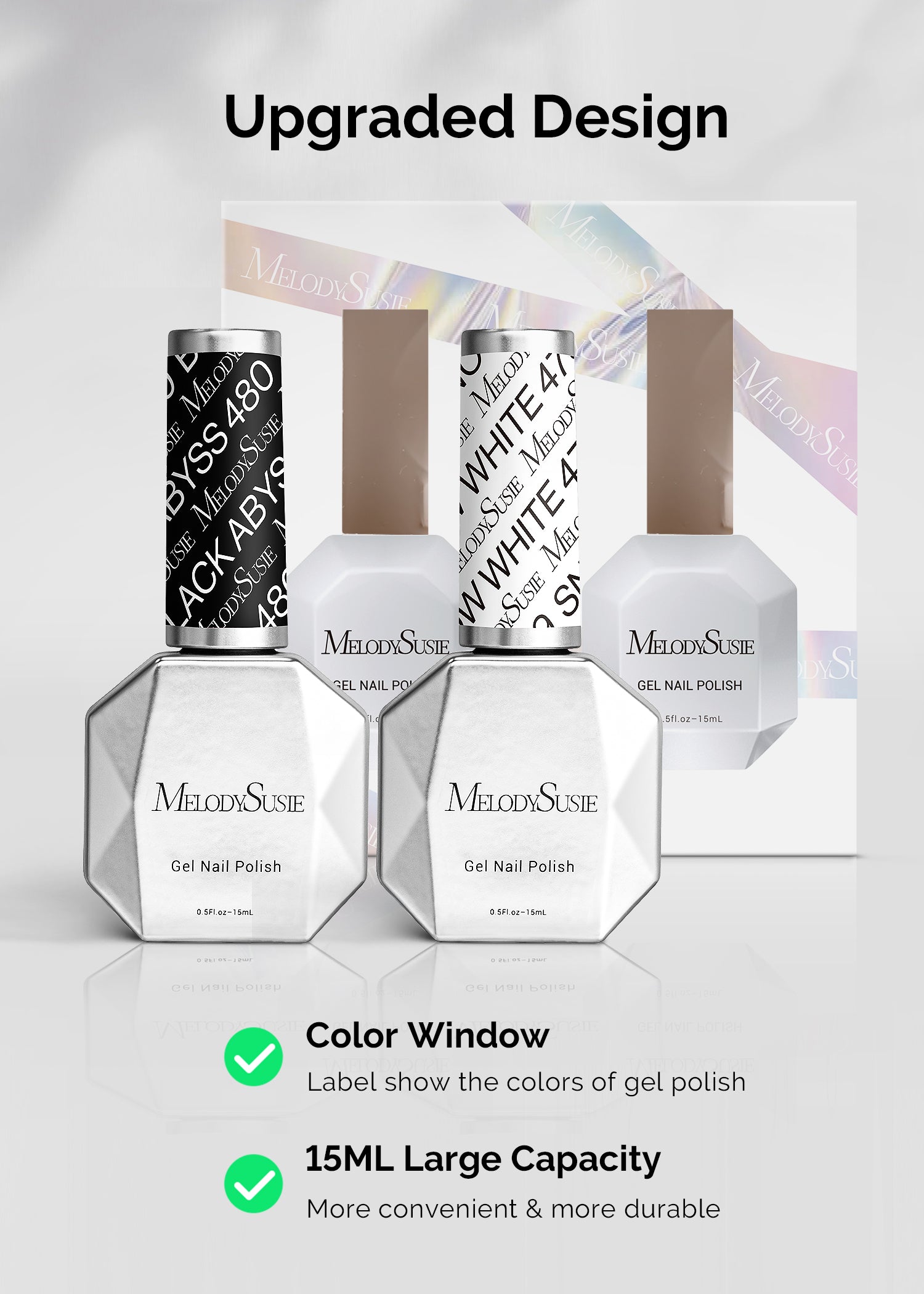 TPO-Free Thick Gel Nail Polish White and Black 2 Pack 15ml - 图片6