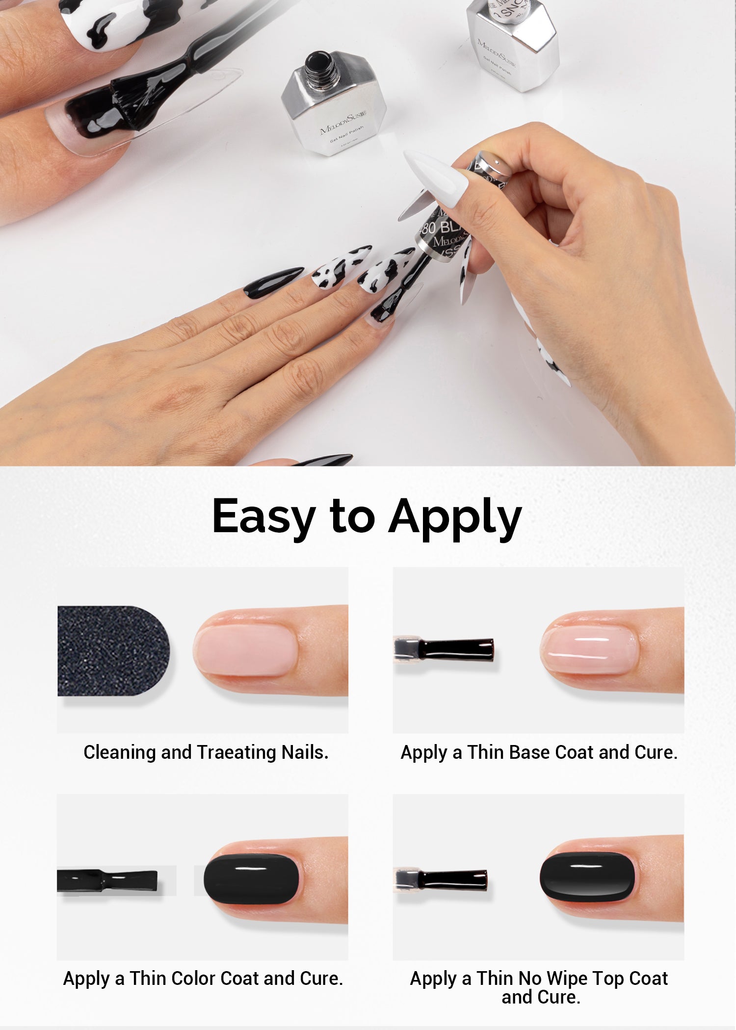 TPO-Free Thick Gel Nail Polish White and Black 2 Pack 15ml - 图片7