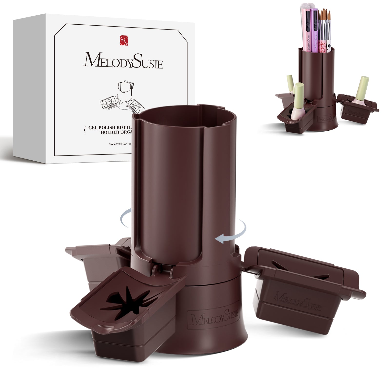 GelCarousel Rotatable Nail Art DIY Station - Brown