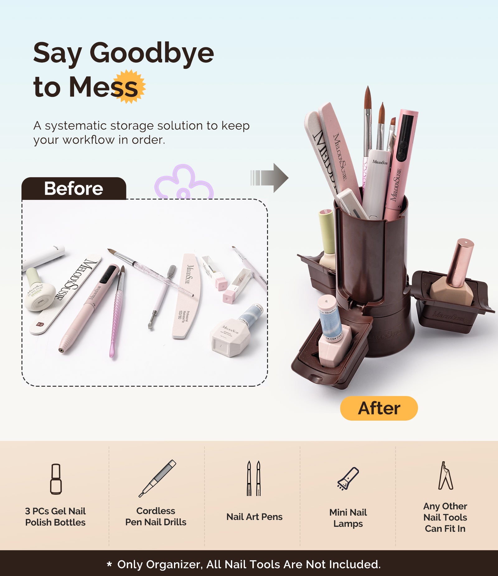 GelCarousel Rotatable Nail Art DIY Station - Brown - 图片2