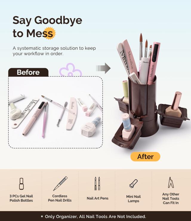 GelCarousel Rotatable Nail Art DIY Station - Brown