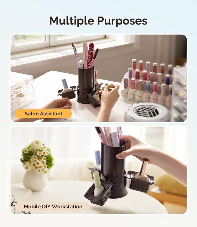 GelCarousel Rotatable Nail Art DIY Station - Brown