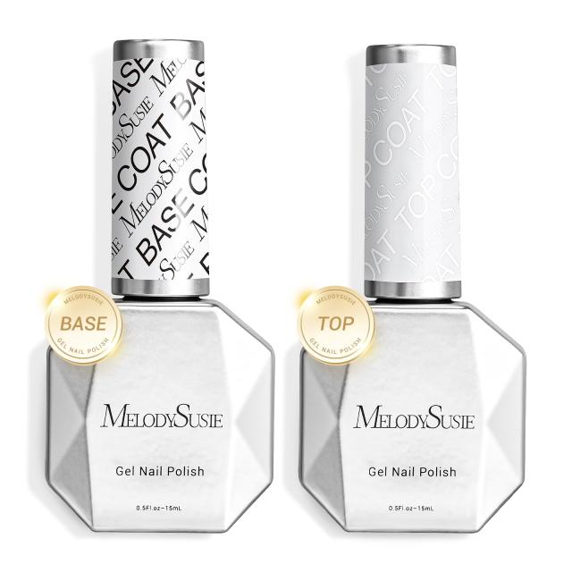 Glossy Top Coat & Base Coat Nail Gel Polish 2Pcs 15ml