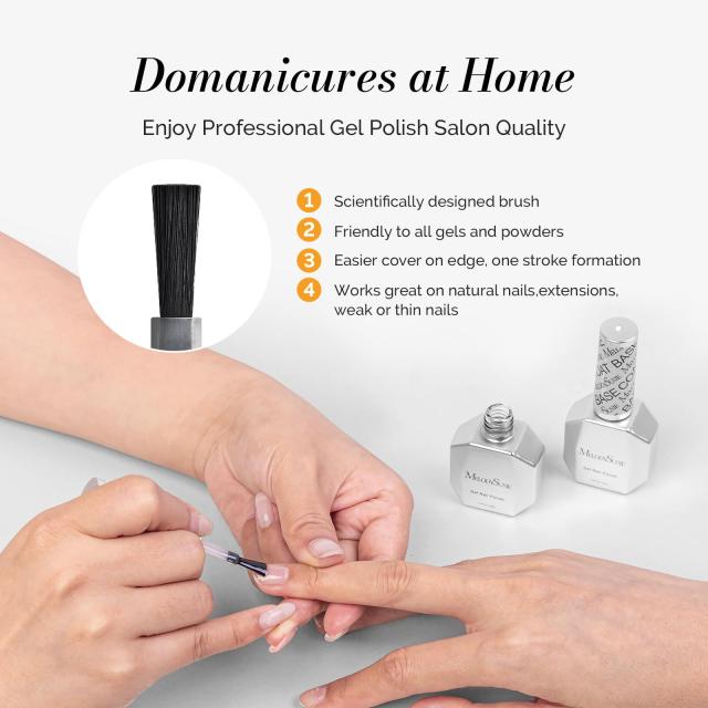 Glossy Top Coat & Base Coat Nail Gel Polish 2Pcs 15ml