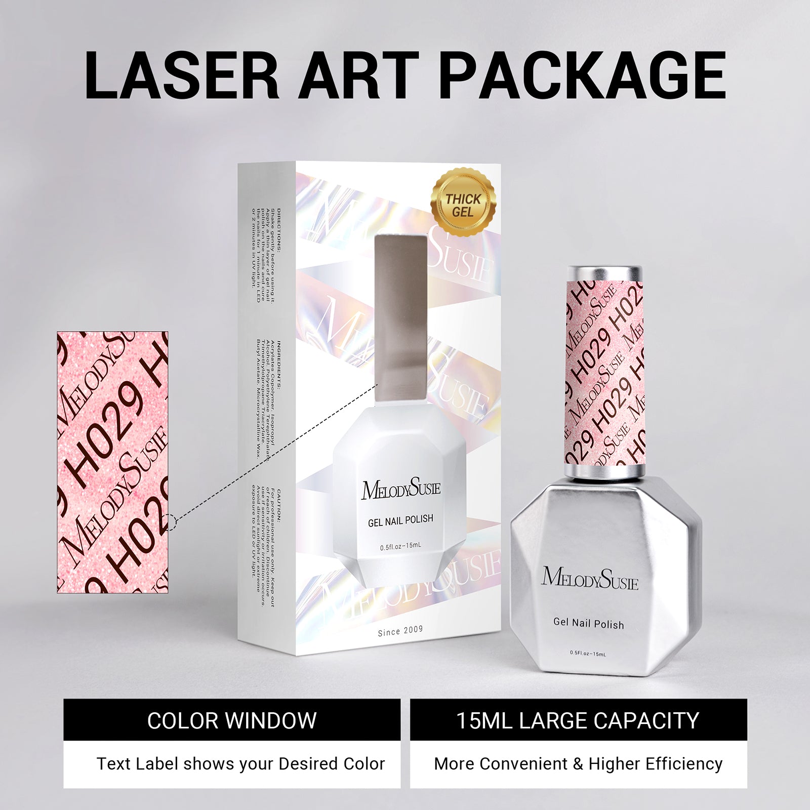 H029 Neon Blush Pink - TPO-Free Thick Gel Nail Polish(15ml) - 图片6