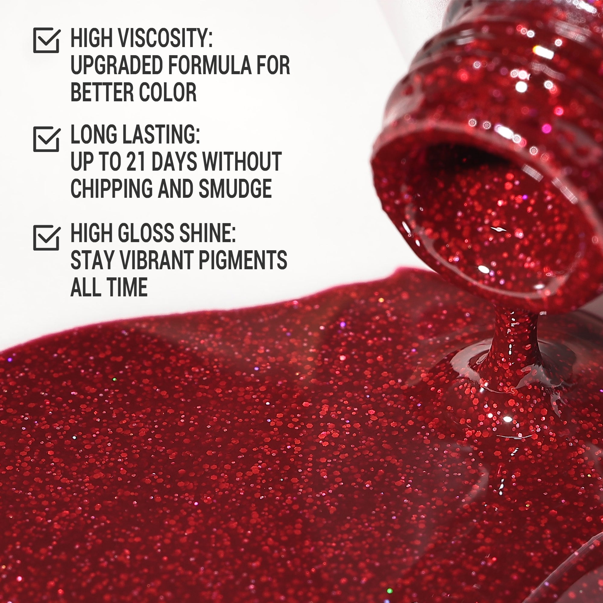 Z049 Heartbeat Red - TPO-Free Thick Gel Nail Polish(15ml) - 图片2