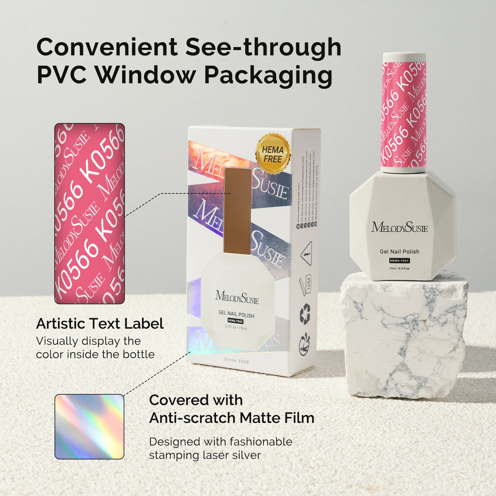 HEMA-Free Gel Nail Polish 0.5 fl oz/15ml - K0566 Thick Rose Pink - 图片6