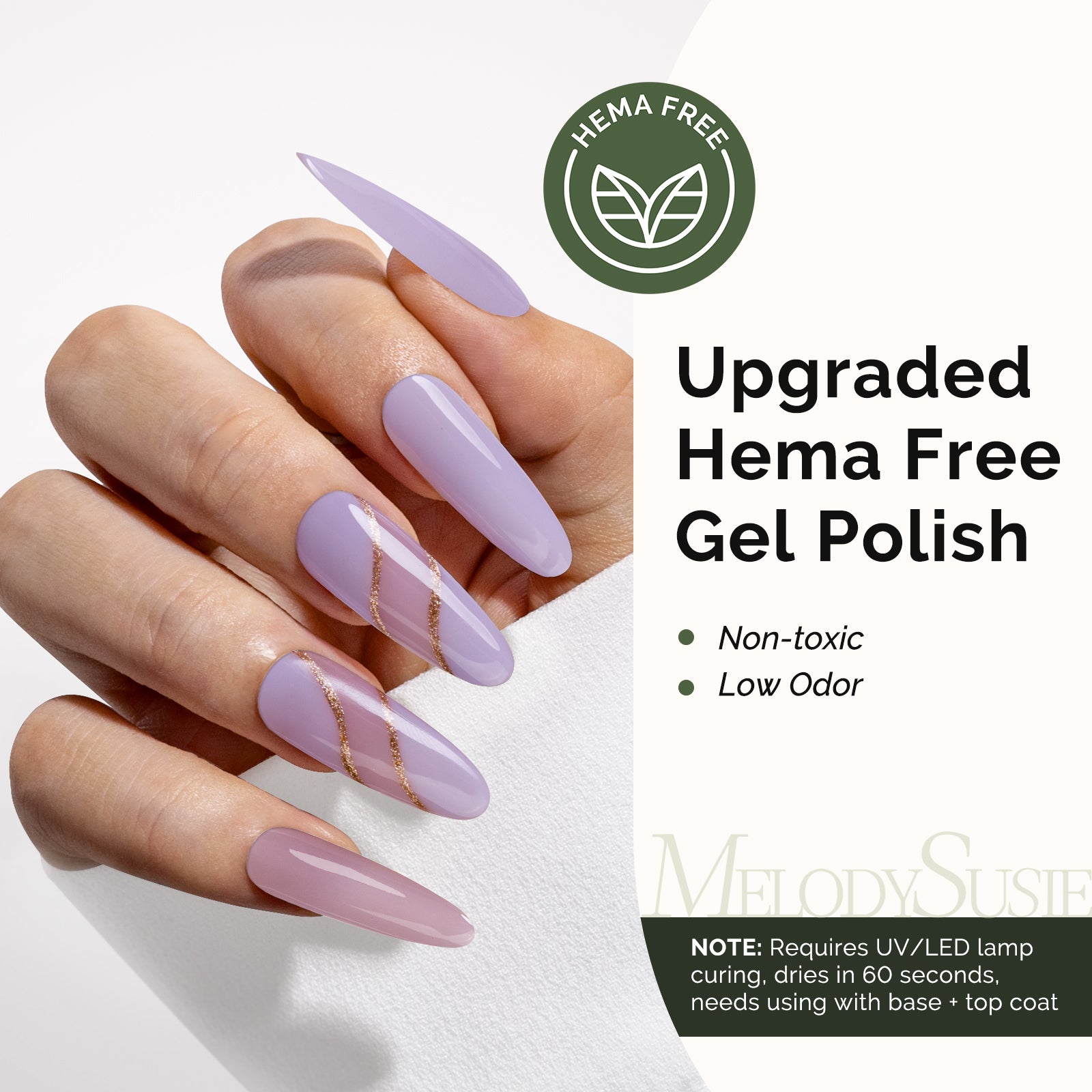 HEMA-Free Gel Nail Polish 0.5 fl oz/15ml - K0798 Thick Light Lavender Purple - 图片2