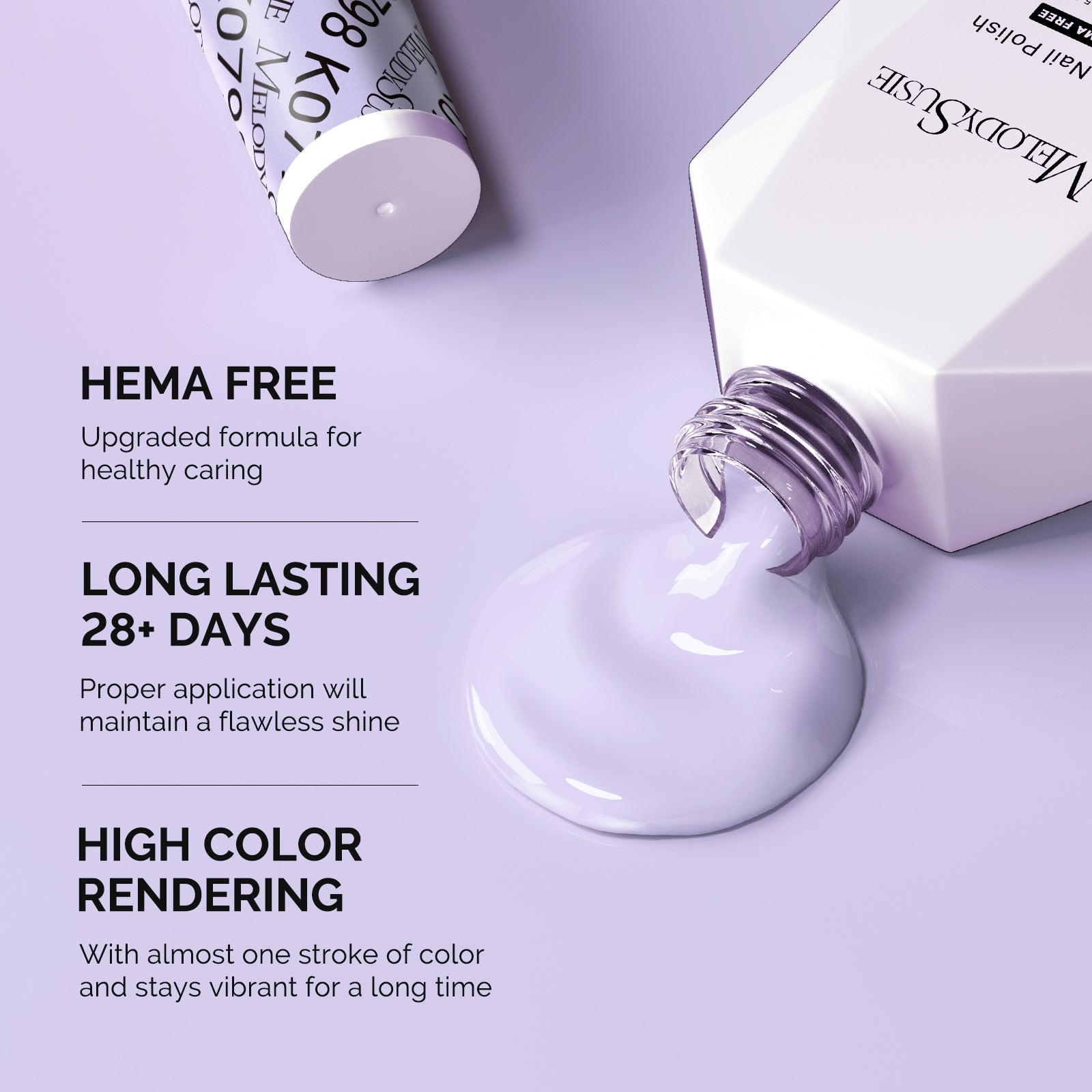 HEMA-Free Gel Nail Polish 0.5 fl oz/15ml - K0798 Thick Light Lavender Purple - 图片3