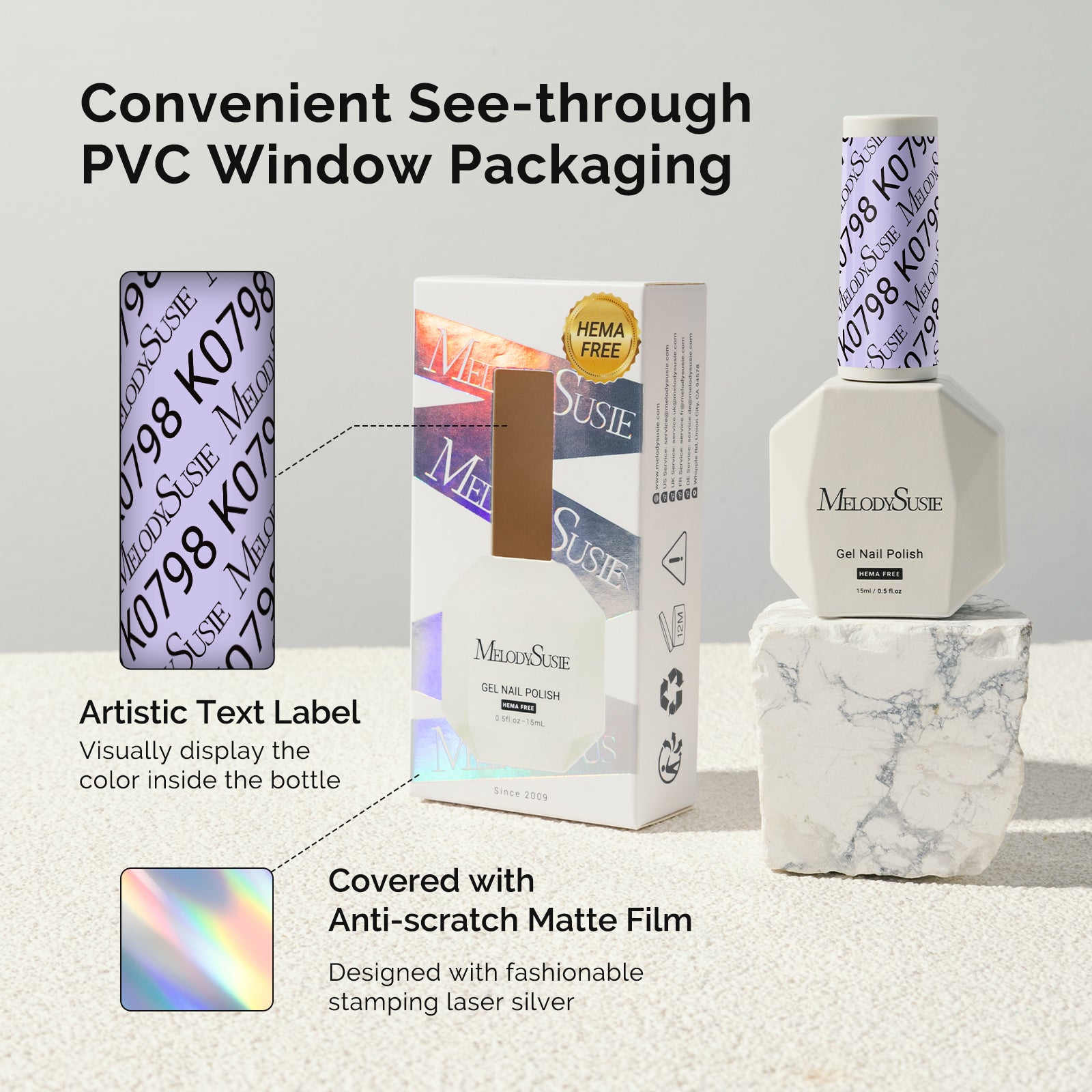 HEMA-Free Gel Nail Polish 0.5 fl oz/15ml - K0798 Thick Light Lavender Purple - 图片6