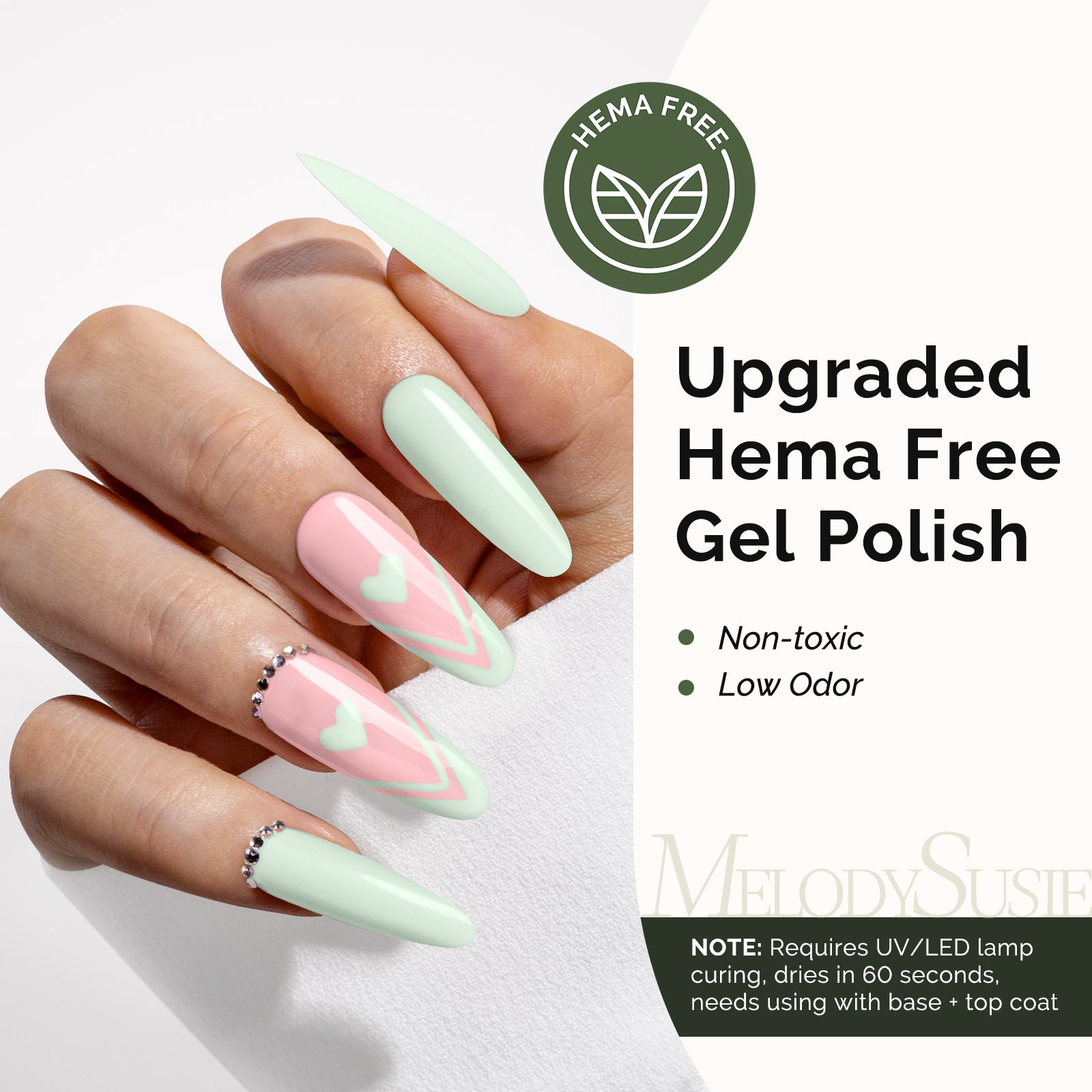 HEMA-Free Gel Nail Polish 0.5 fl oz/15ml - K0836 Thick Creamy Light Mint Green - 图片2