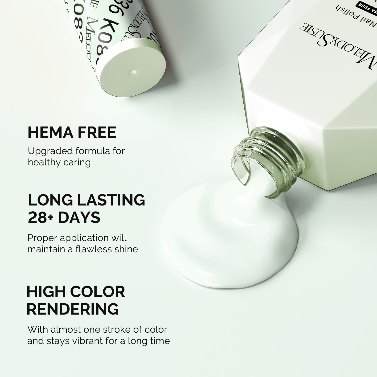 HEMA-Free Gel Nail Polish 0.5 fl oz/15ml - K0836 Thick Creamy Light Mint Green - 图片3