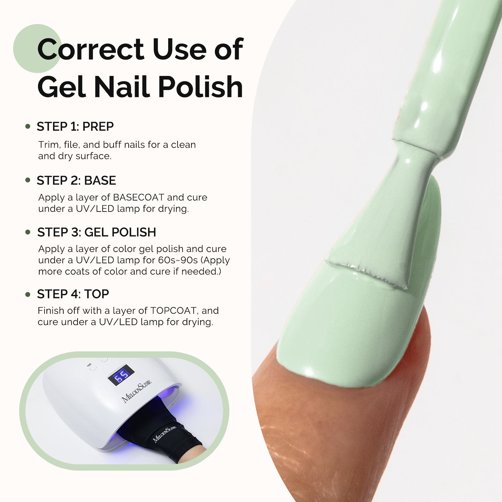 HEMA-Free Gel Nail Polish 0.5 fl oz/15ml - K0836 Thick Creamy Light Mint Green - 图片5