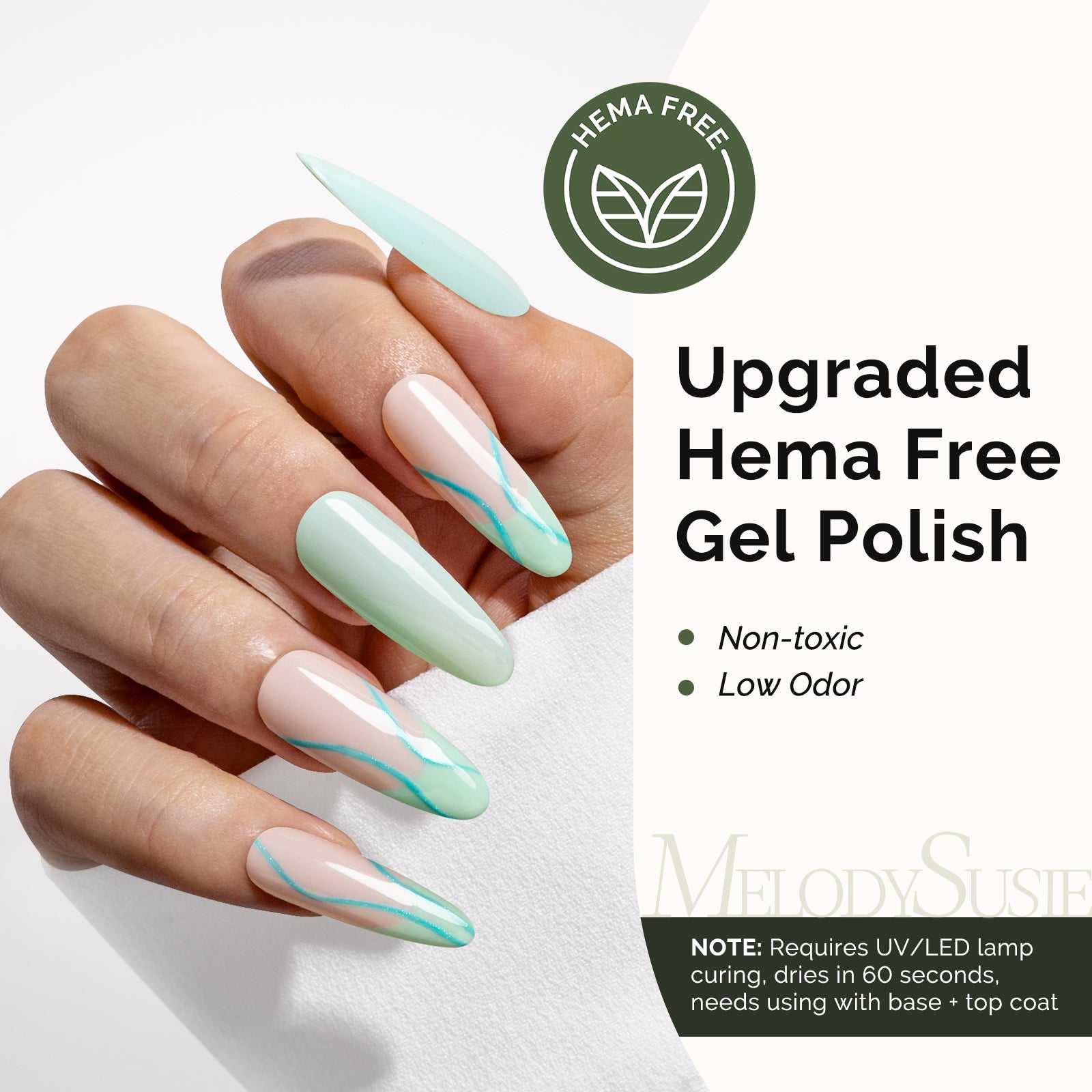 HEMA-Free Gel Nail Polish 0.5 fl oz/15ml - K0840 Thick Light Mint Green - 图片2