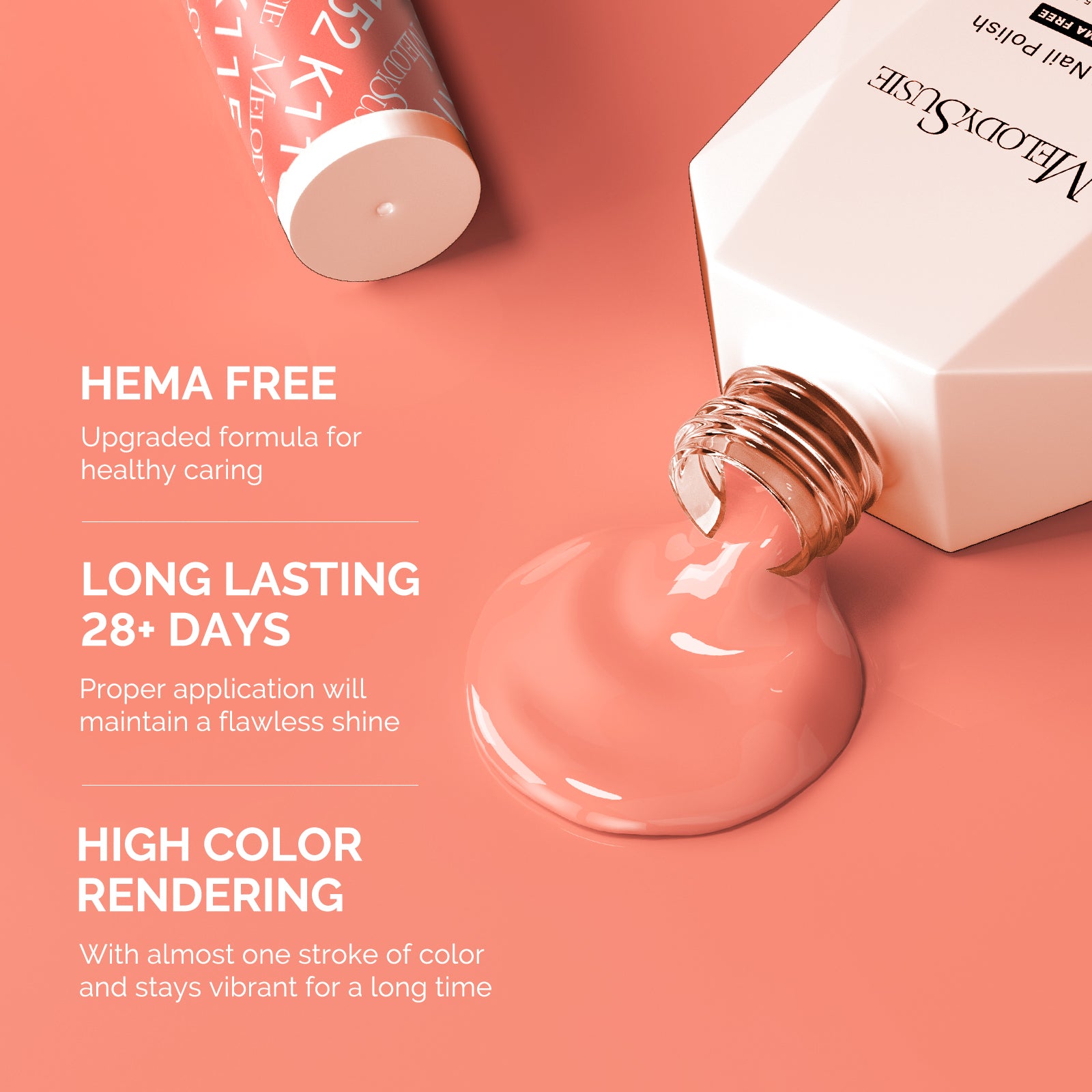 HEMA-Free Gel Nail Polish 0.5 fl oz/15ml - K1152 Thick Coral Orange - 图片3