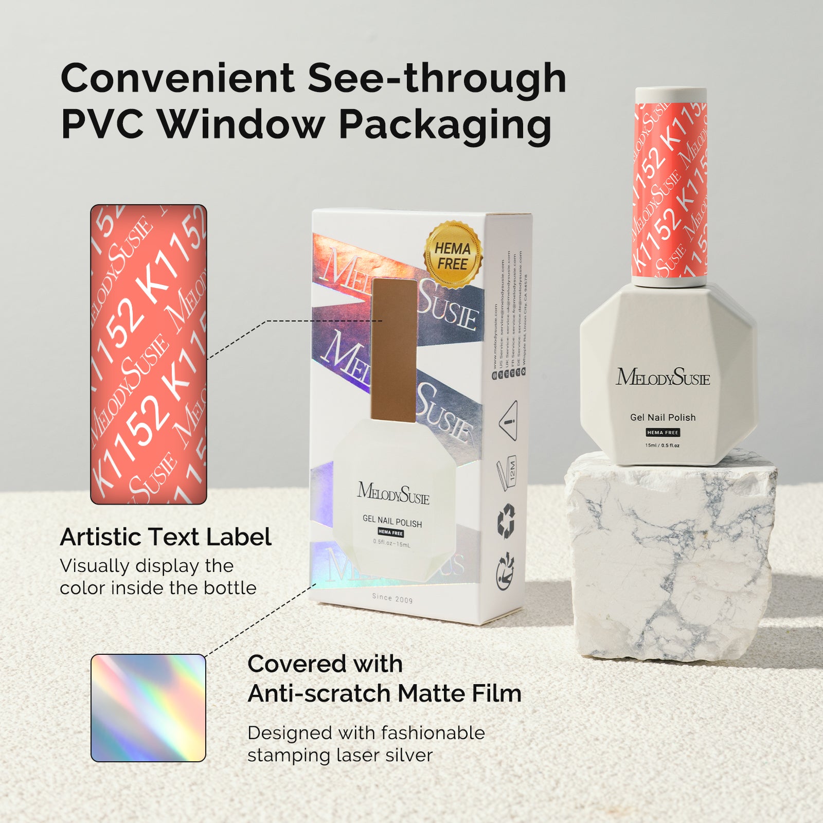 HEMA-Free Gel Nail Polish 0.5 fl oz/15ml - K1152 Thick Coral Orange - 图片6