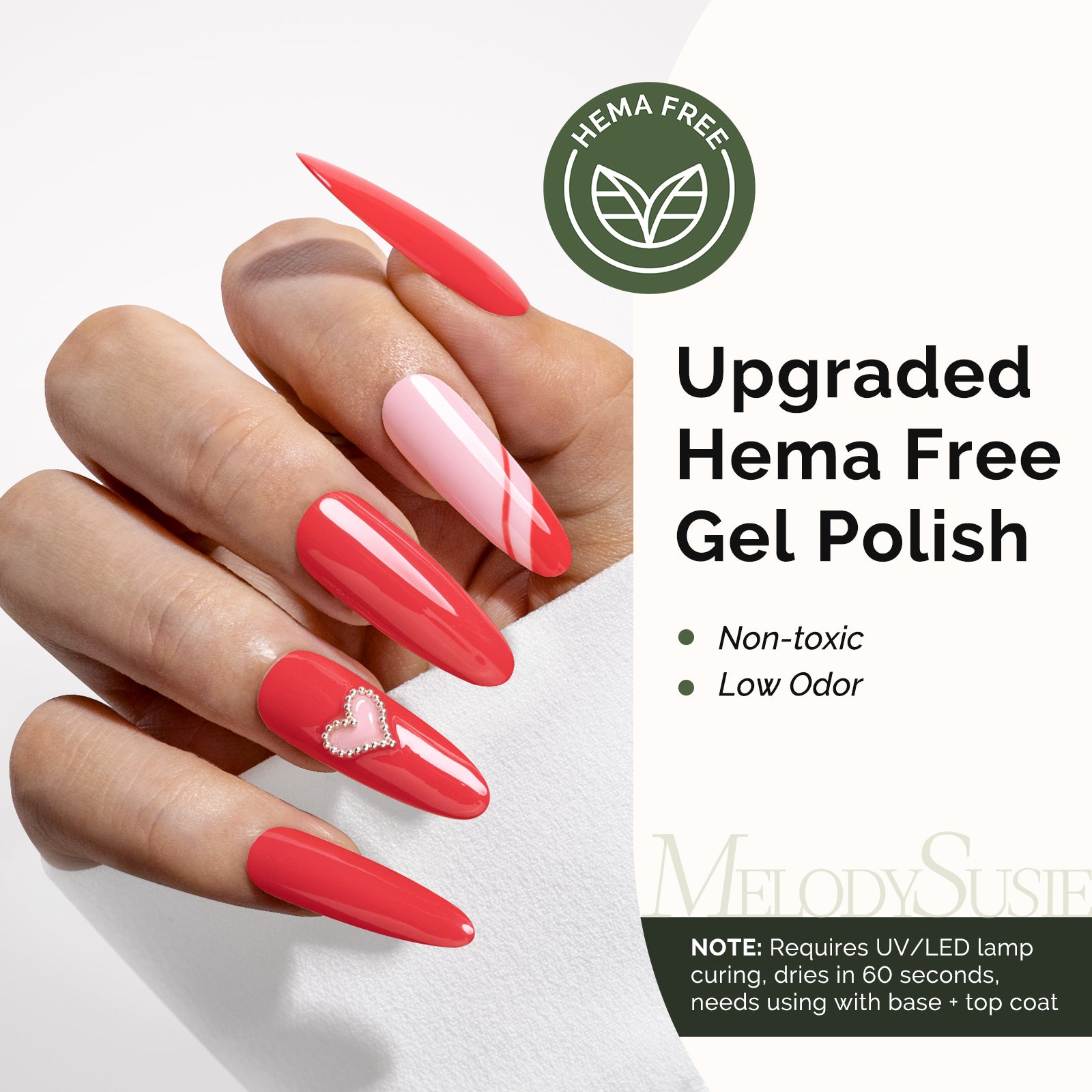 HEMA-Free Gel Nail Polish 0.5 fl oz/15ml - K1275 Thick Bright Coral Red - 图片2