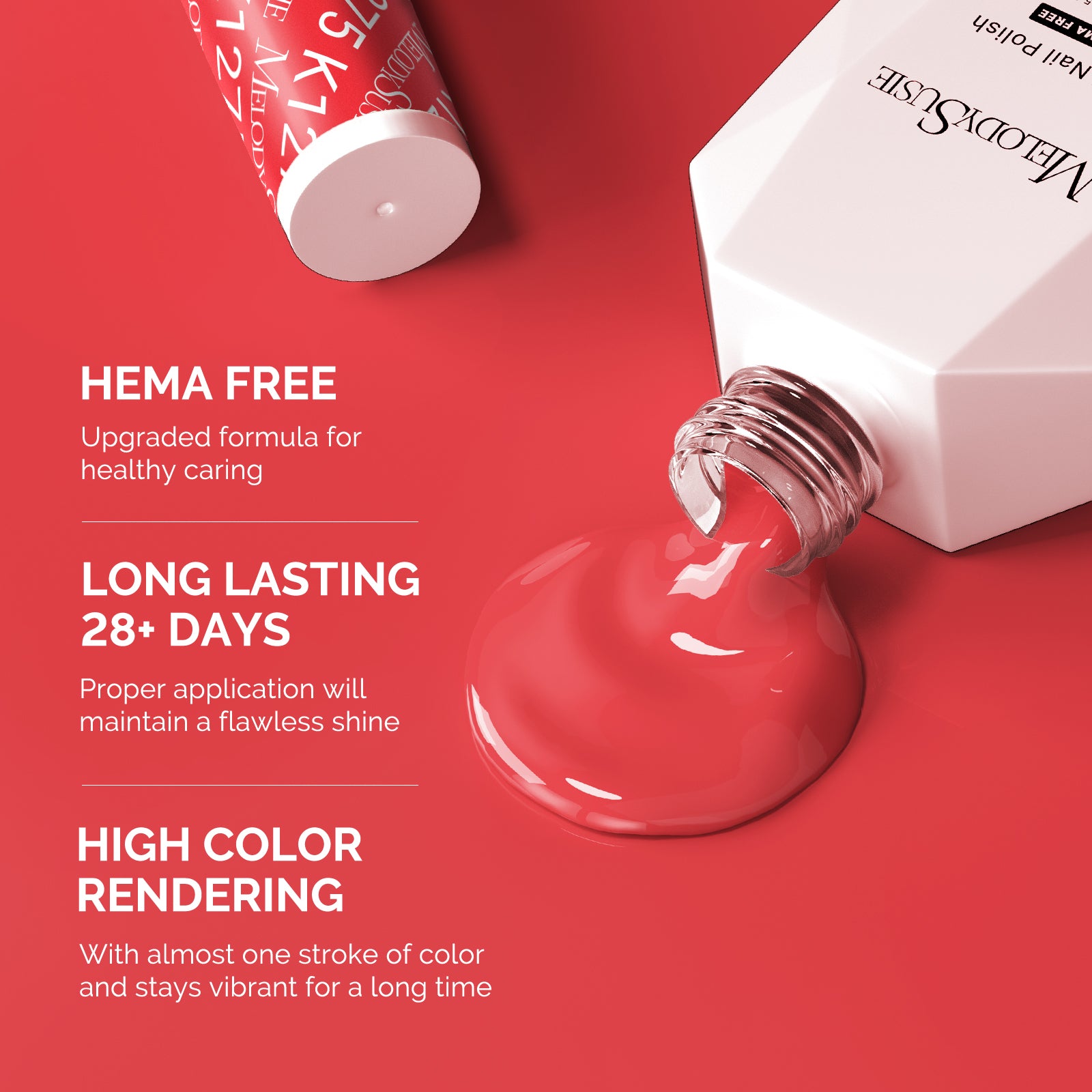 HEMA-Free Gel Nail Polish 0.5 fl oz/15ml - K1275 Thick Bright Coral Red - 图片3