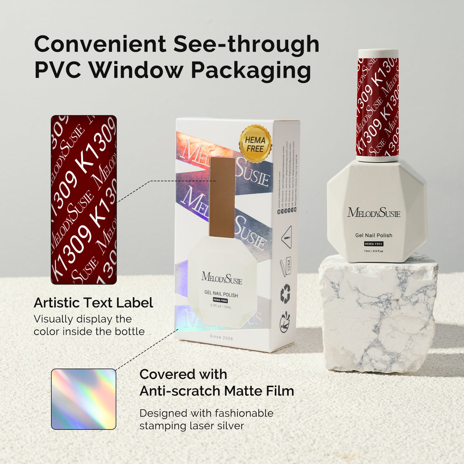 HEMA-Free Gel Nail Polish 0.5 fl oz/15ml - K1309 Thick Crimson Red - 图片6