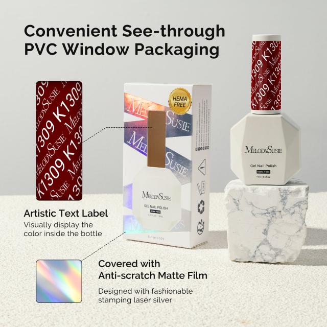 HEMA-Free Gel Nail Polish 0.5 fl oz/15ml - K1309 Thick Crimson Red