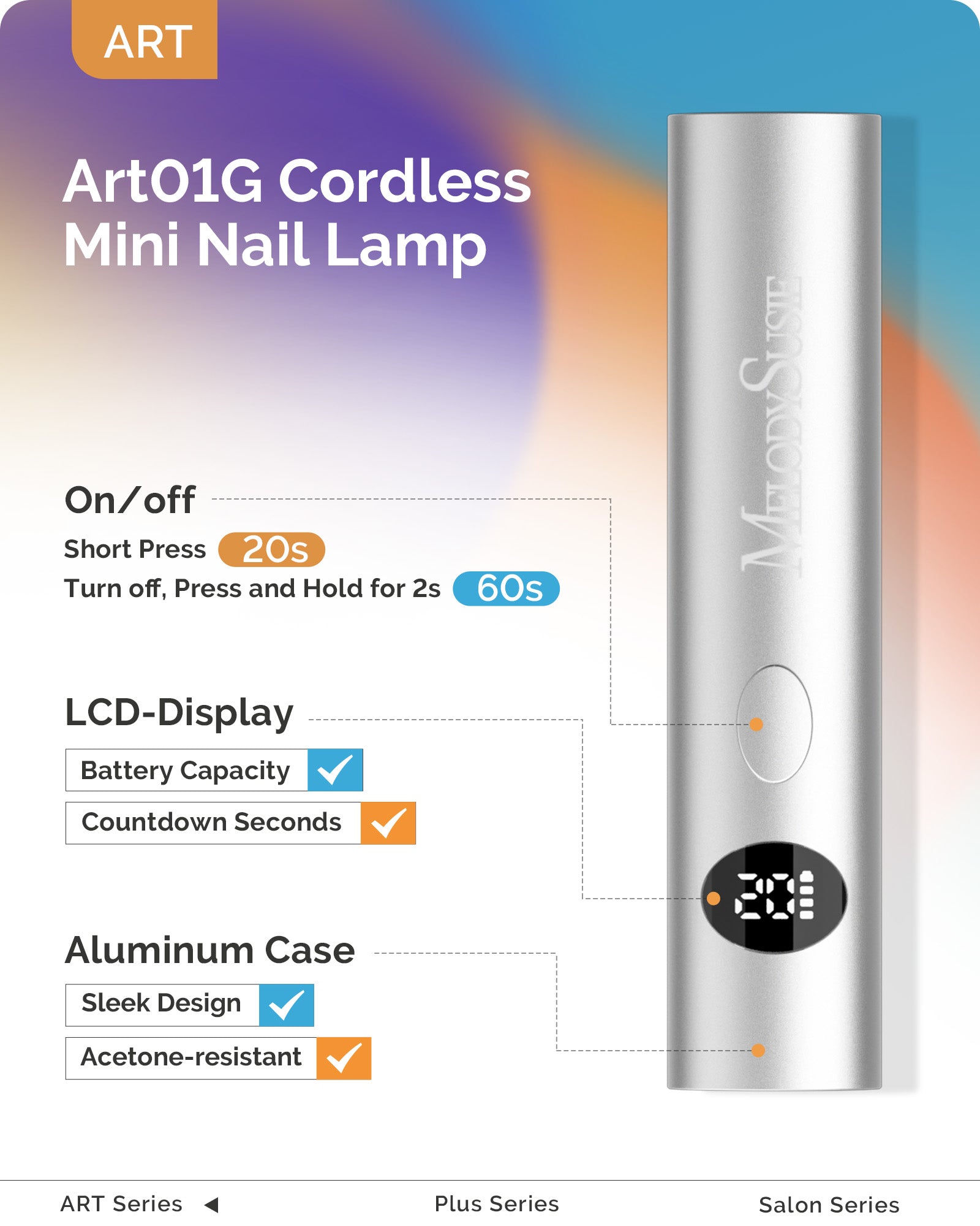 High-Strength Aluminum Alloy Art01G Rechargeable LED/UV Nail Lamp - 图片8