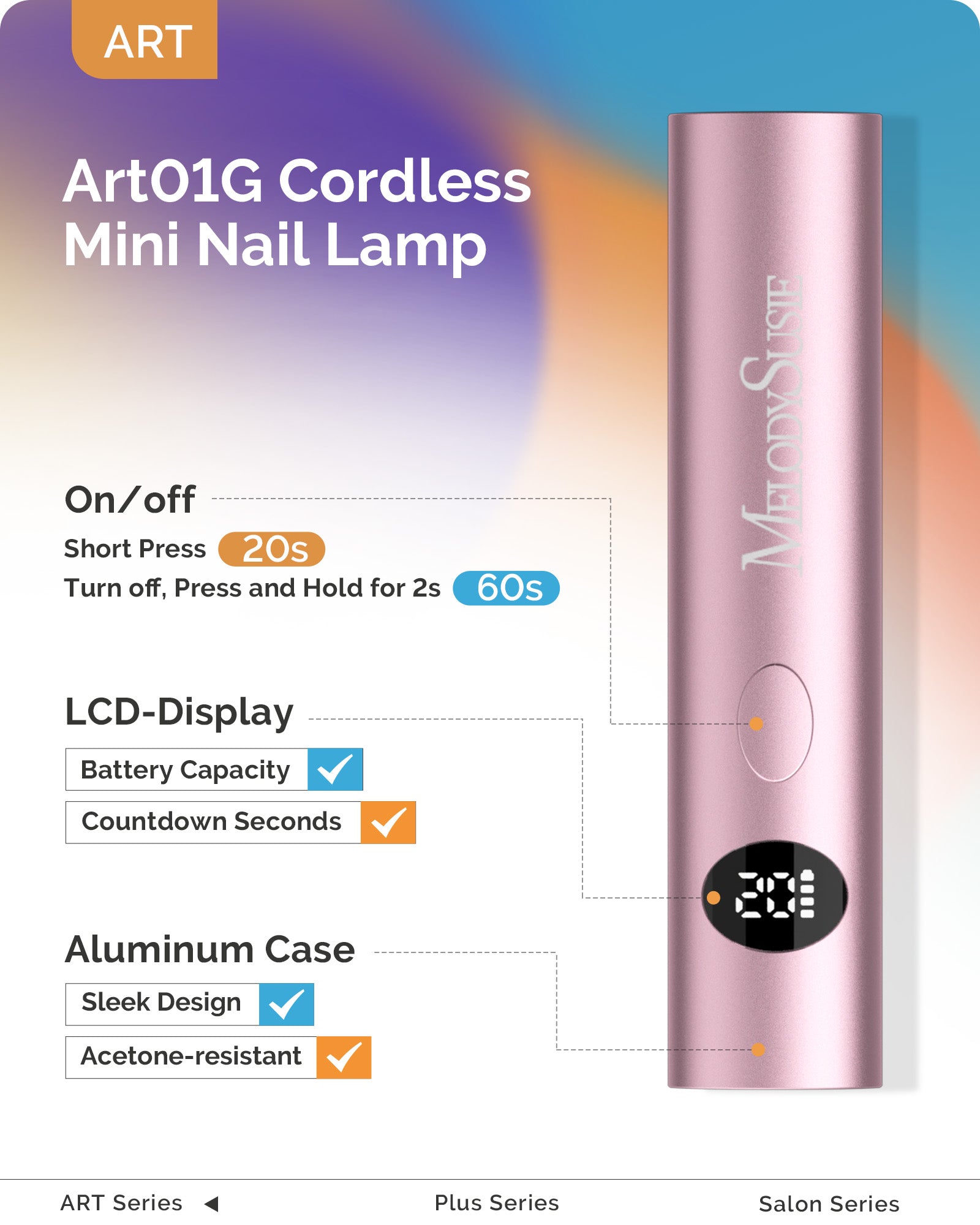 High-Strength Aluminum Alloy Art01G Rechargeable LED/UV Nail Lamp - 图片4