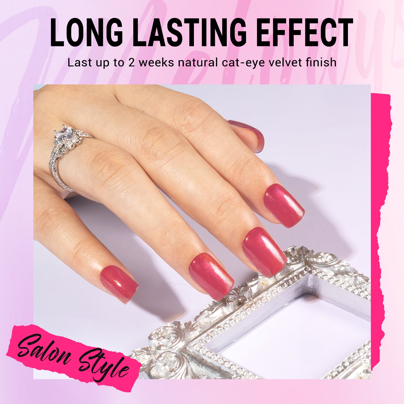 Hot Pink Cat Eye Press On Nails Kit - US ONLY - 图片2