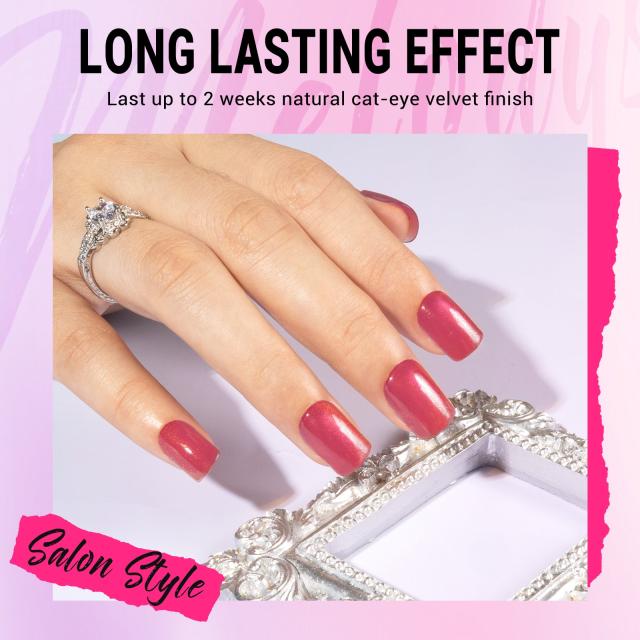 Hot Pink Cat Eye Press On Nails Kit - US ONLY