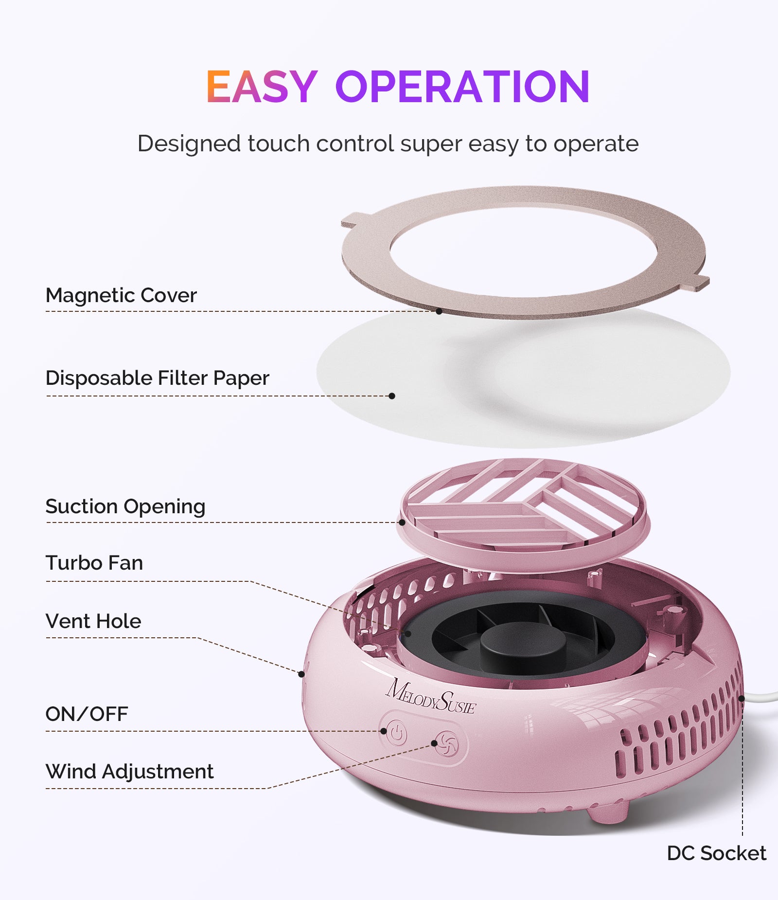 HProA Nail Dust Collector - Pink - 图片5