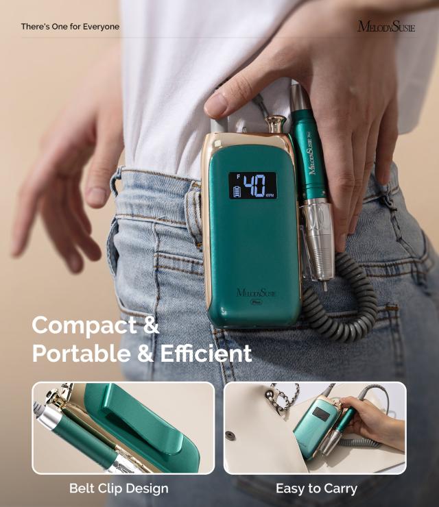 Jade Plus(MB450C) Clip-On Professional Vintage-Style Rechargeable Nail Drill 35,000RPM