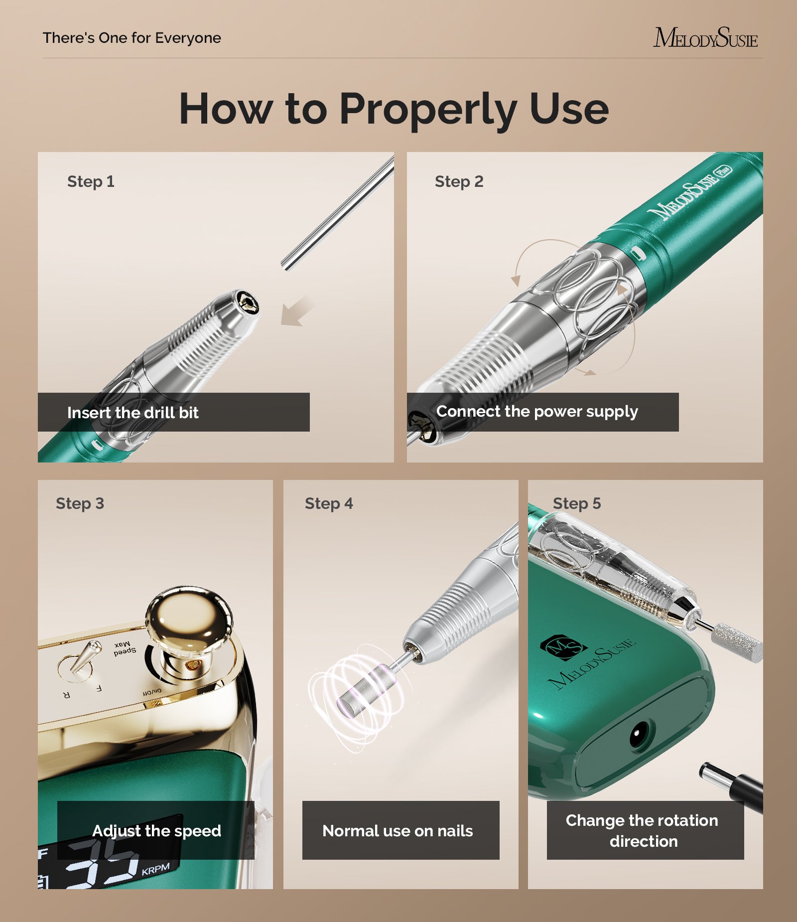 Jade Plus(MB450C) Clip-On Professional Vintage-Style Rechargeable Nail Drill 35,000RPM - 图片7