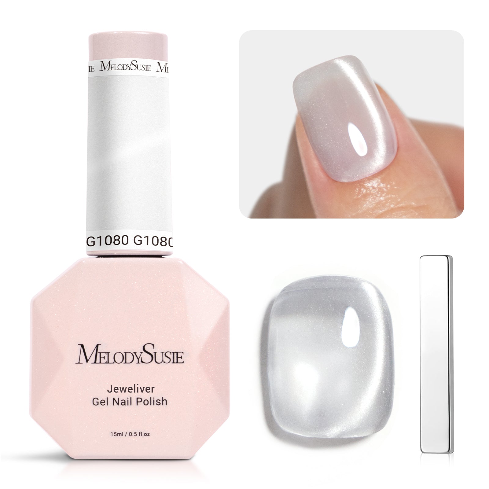 Jeweliver Cat Eye HEMA-Free & TPO-Free Gel Nail Polish 0.5 fl oz/15ml - Bright Fine G1080