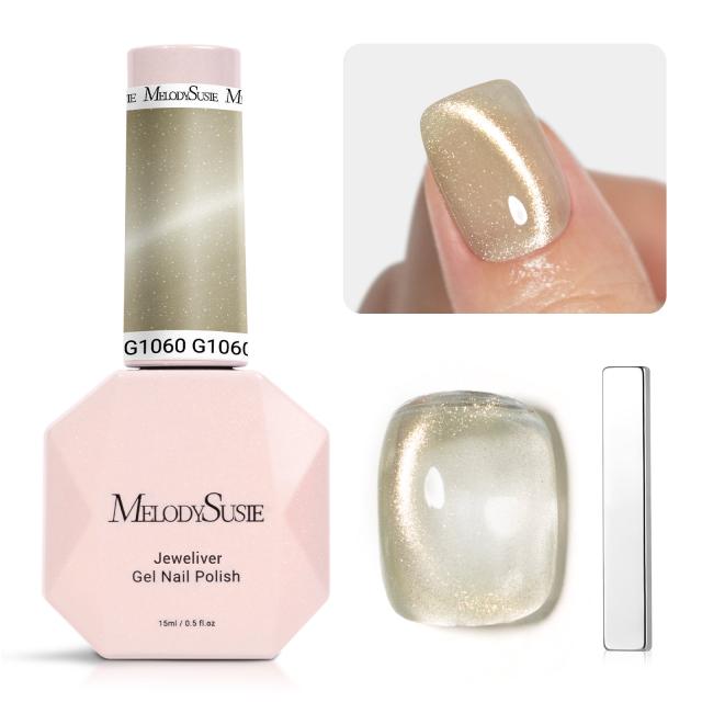 Jeweliver Cat Eye HEMA-Free & TPO-Free Gel Nail Polish 0.5 fl oz/15ml - Bright Gold G1060
