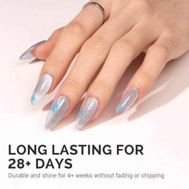 Jeweliver Cat Eye HEMA-Free & TPO-Free Gel Nail Polish 0.5 fl oz/15ml - Bright Silver G1081