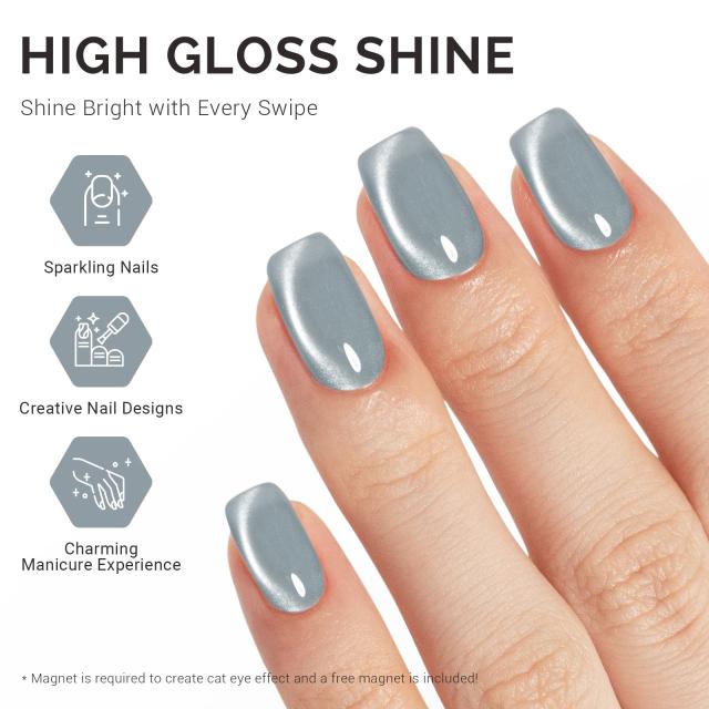 Jeweliver Cat Eye Gel Nail Polish 0.5 fl oz/15ml - Green Gray B5040