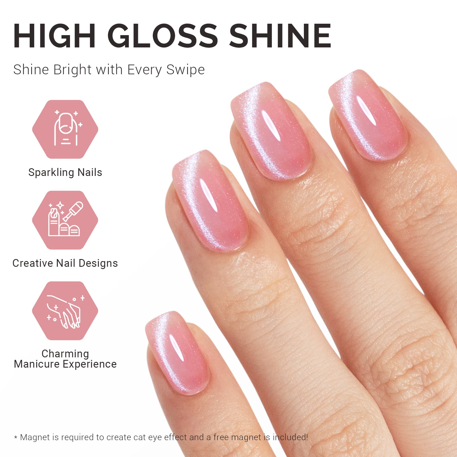 Jeweliver Cat Eye Gel Nail Polish 0.5 fl oz/15ml - Light Pink B5602 - 图片4