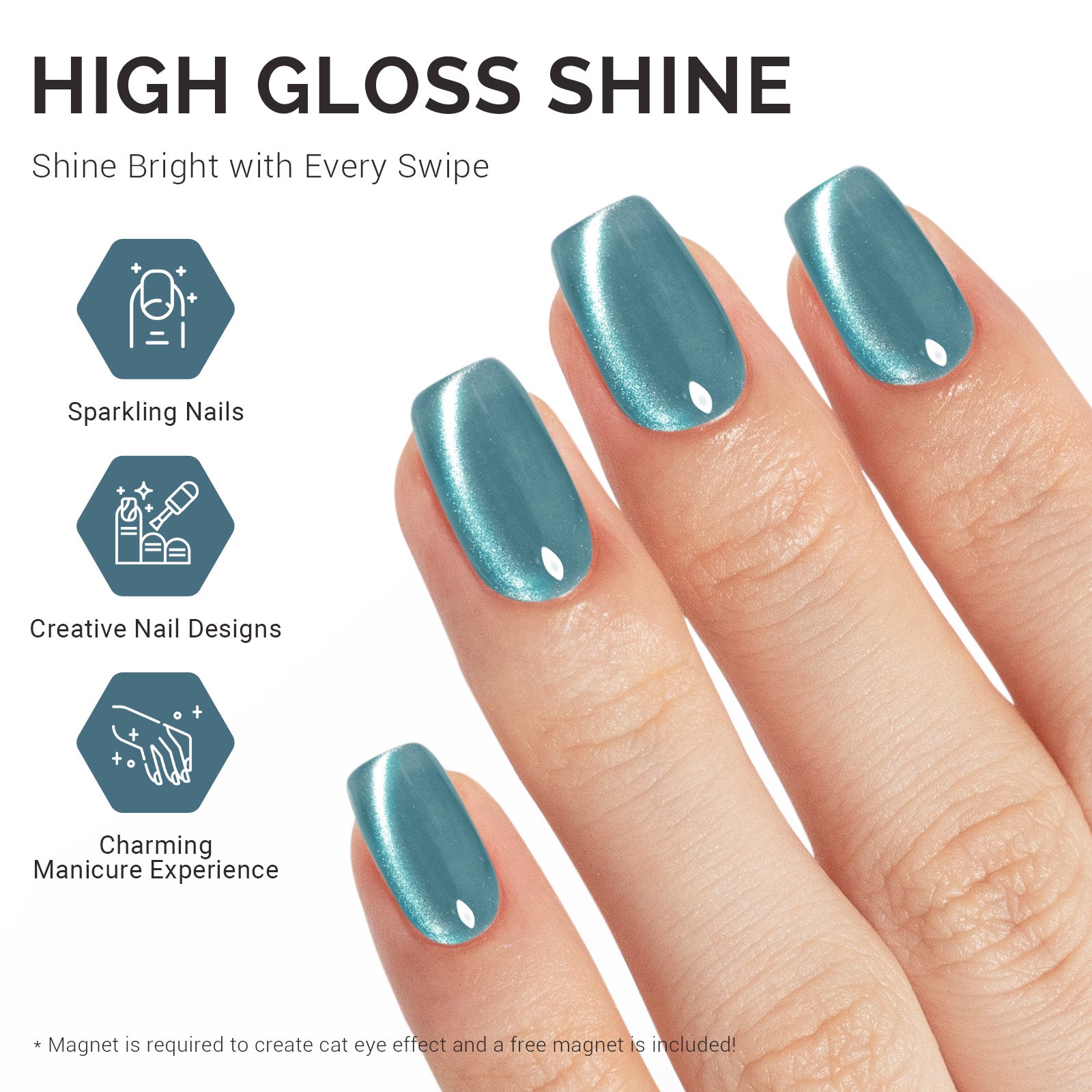 Jeweliver Cat Eye Gel Nail Polish 0.5 fl oz/15ml - Mermaid Blue B5101 - 图片4